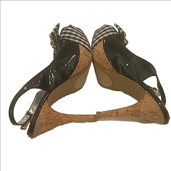 Rampage Black and White Checkered Bow Heels b16 - Picture 7 of 8